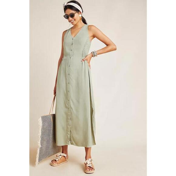 Cloth & Stone Women's Button-Up Maxi Dress - Sage Green XS 100% Tencel Lyocell - Picture 1 of 4